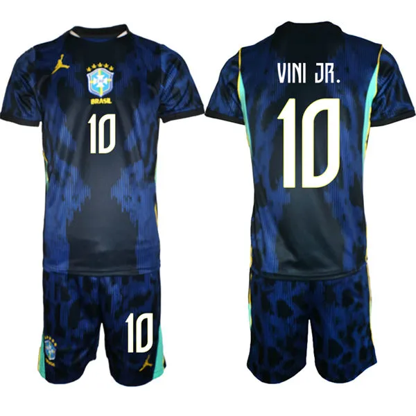 Mens Brazil #10 Vinicius Junior 2026 Blue Away FIFA World Cup Soccer Jersey Kit