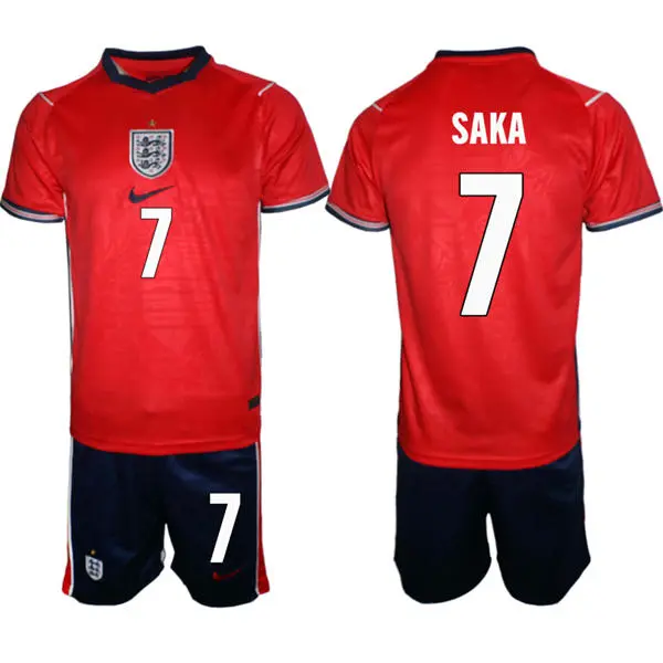 Mens England National Team #7 Bukayo Saka Away Red 2026 FIFA World Cup Soccer Jersey Kit