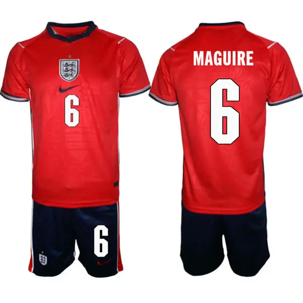 Mens England National Team #6 Harry Maguire Away Red 2026 FIFA World Cup Soccer Jersey Kit
