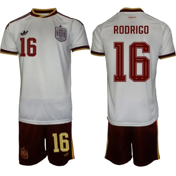 Mens Spain National Team #16 Rodrigo White Away 2026 FIFA World Cup Soccer Jersey Kit