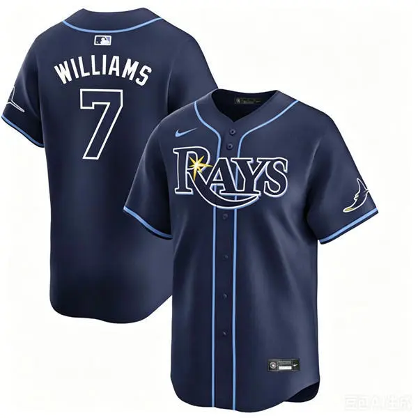 Mens Tampa Bay Rays #7 Carson Williams Nike Navy Alternate Limited Jersey