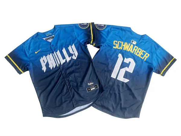 Men's Philadelphia Phillies #12 Kyle Schwarber Nike Blue 2024 City Connect Limited Player Jersey