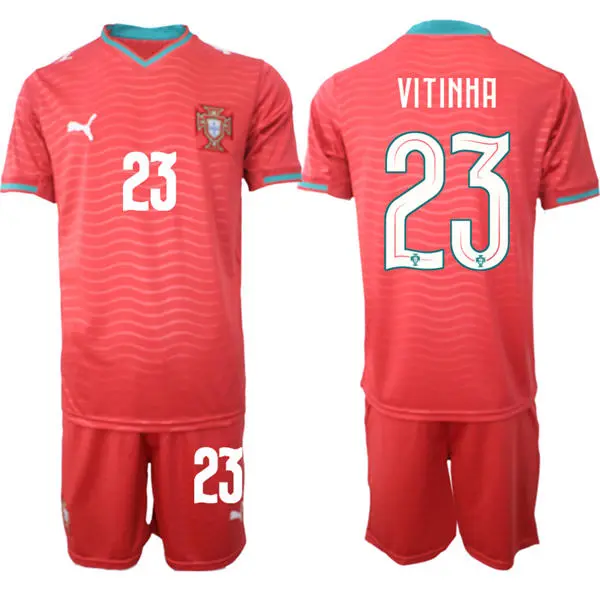 Mens Portugal National Team #23 Vitinha Home Red 2026 FIFA World Cup Soccer Jersey Kit
