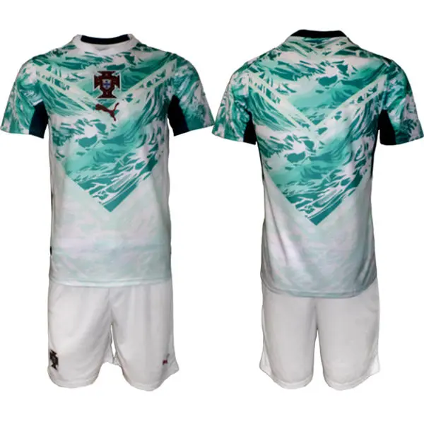 Mens Portugal Soccer Blank White Away 2026 FIFA World Cup Team Jersey Kit
