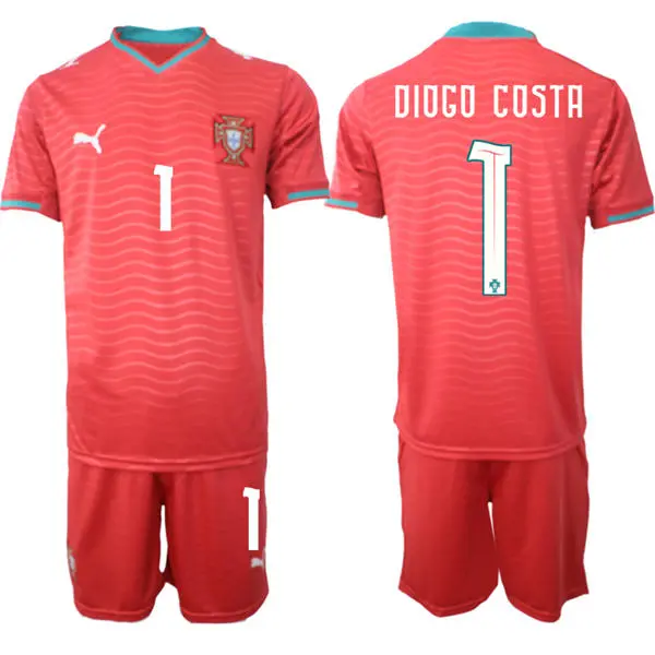 Mens Portugal National Team #1 Diogo Costa Home Red 2026 FIFA World Cup Soccer Jersey Kit