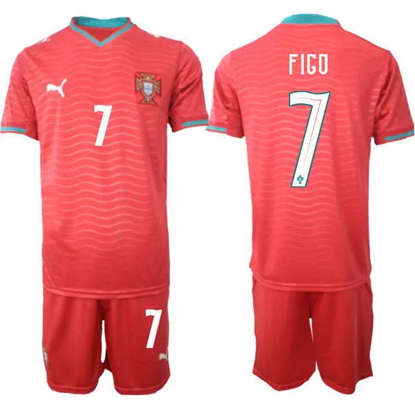 Mens Portugal National Team #7 Luis Figo Home Red 2026 FIFA World Cup Soccer Jersey Kit