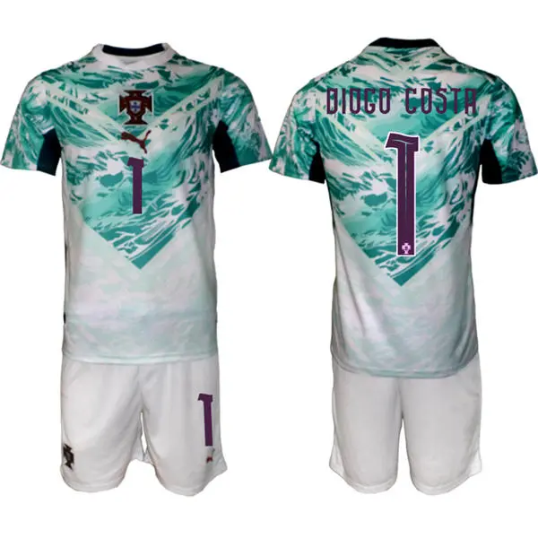 Mens Portugal National Team #1 Diogo Costa White Away 2026 FIFA World Cup Soccer Jersey Kit