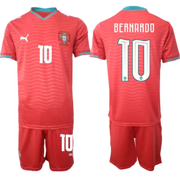 Mens Portugal National Team #10 Bernardo Silva Home Red 2026 FIFA World Cup Soccer Jersey Kit