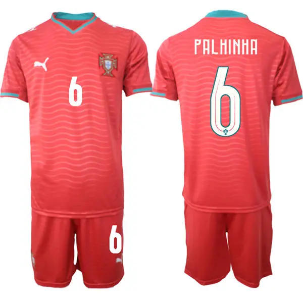 Mens Portugal National Team #6 Joao Palhinha Home Red 2026 FIFA World Cup Soccer Jersey Kit