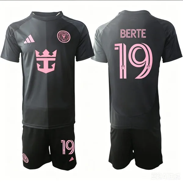 Men's Inter Miami CF #19 German Berterame 2026 Black Away Presagio Soccer Jersey Kit