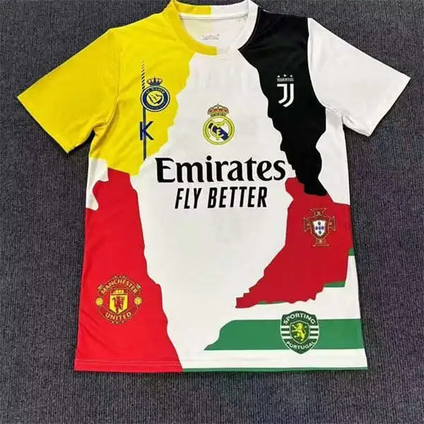 Men's Cristiano Ronaldo CR7 All Clubs Tribute Mashup Patchwork Legacy Jersey White Yellow Edition