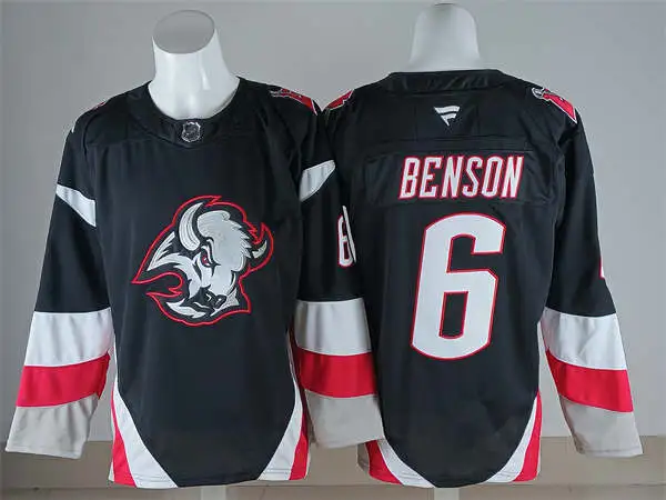 Men's Buffalo Sabres #6 Zach Benson Fanatics Black alternate Goathead Jersey