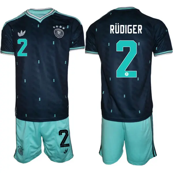 Mens Germany National Team #2 Antonio Rudiger Navy Away 2026 FIFA World Cup Soccer Jersey Kit