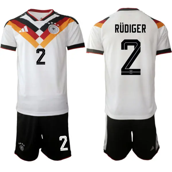 Mens Germany National Team #2 Antonio Rudiger White Home 2026 FIFA World Cup Soccer Jersey Kit