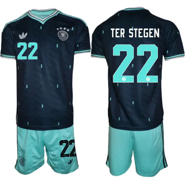 Mens Germany National Team #22 Marc-Andreter Stegen Navy Away 2026 FIFA World Cup Soccer Jersey Kit