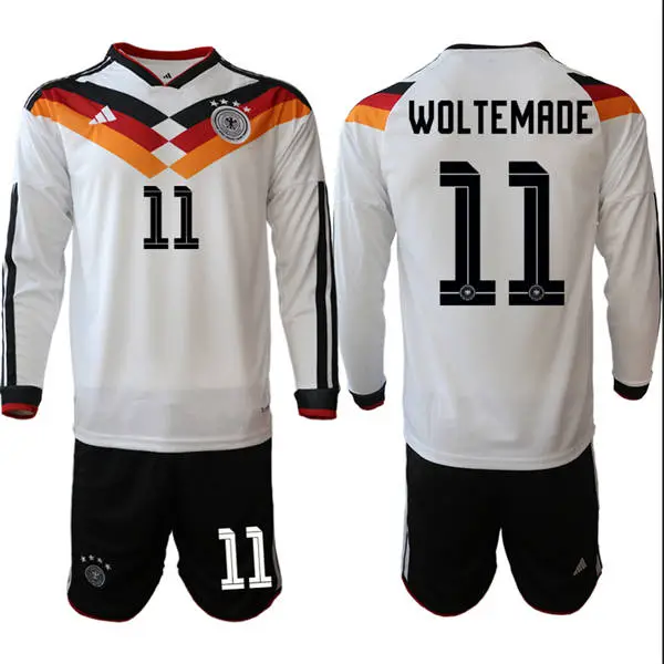 Mens Germany National Team #11 Nick Woltemade White Long Sleeve 2026 FIFA World Cup Soccer Jersey Kit