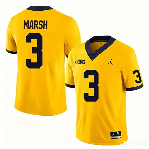 Michigan Wolverines #3 Andrew Marsh Maize F.U.S.E. Limited College Football Game Jersey