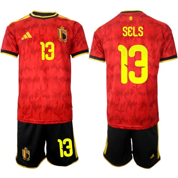 Men's Belgium National Team #13 Matz Sels Home Red 2026 FIFA World Cup Soccer Jersey Kit(1)