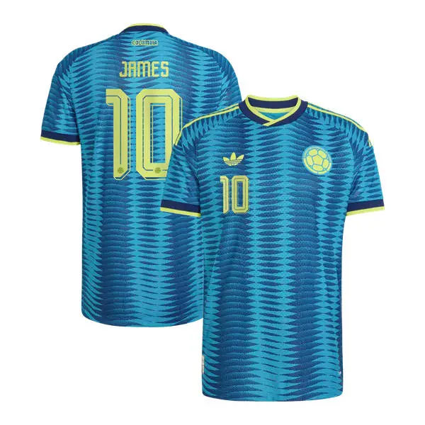 Mens Colombia National Team #10 James Rodriguez Turquoise Away 2026 FIFA World Cup Soccer Jersey Kit