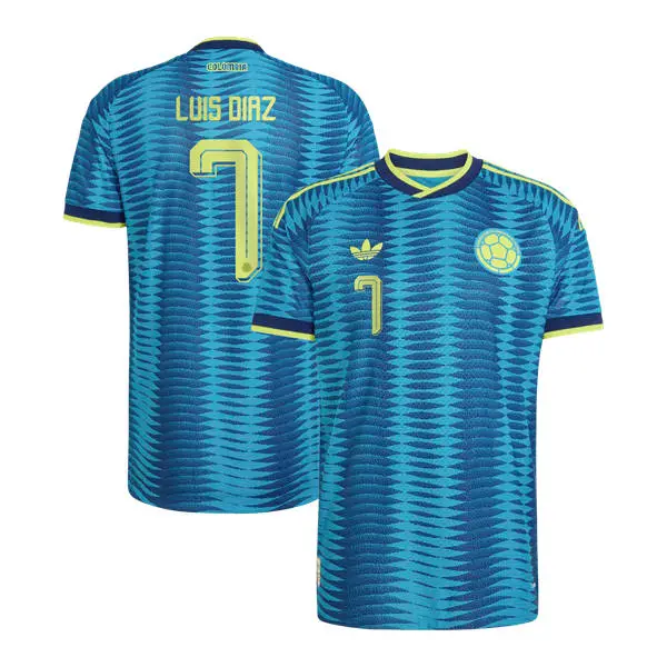 Mens Colombia National Team #7 Luis Diaz Turquoise Away 2026 FIFA World Cup Soccer Jersey Kit