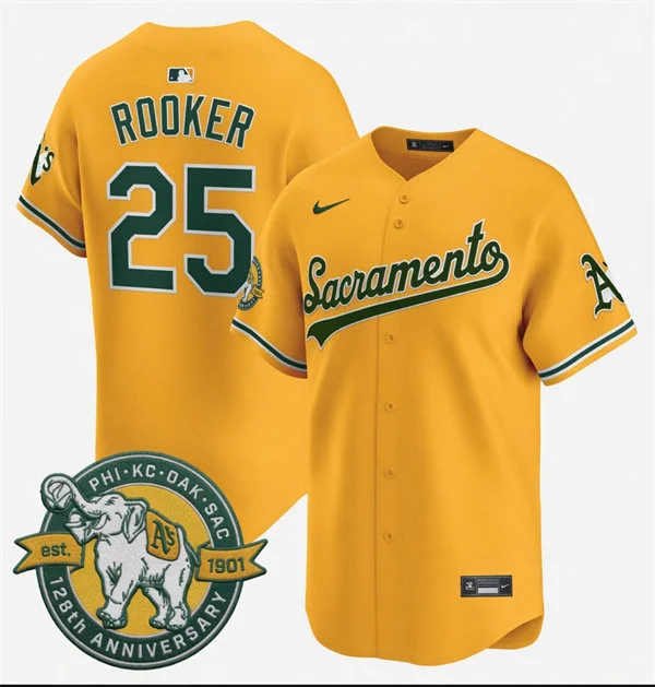 Mens Athletics #25 Brent Rooker Nike 2026 Gold Alternate Stadium Jersey