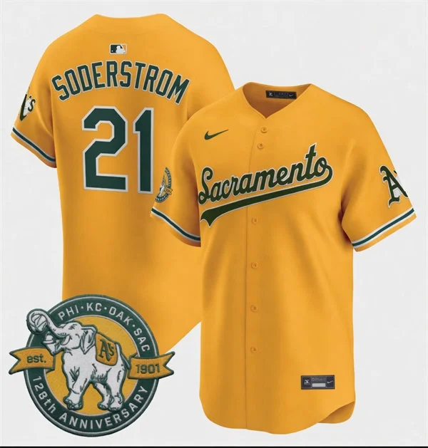 Mens Athletics #21 Tyler Soderstrom Nike 2026 Gold Alternate Stadium Jersey