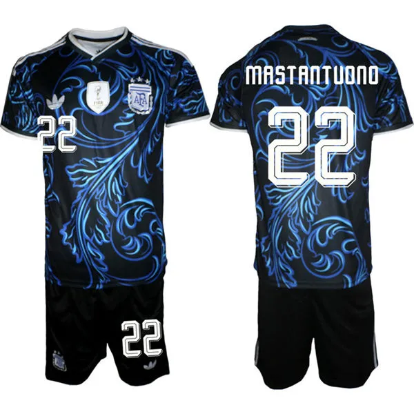 Mens Argentina National Team #22 Franco Mastantuono Black Away 2026 FIFA World Cup Soccer Jersey Suit
