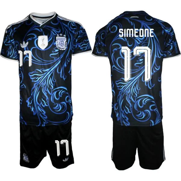 Mens Argentina National Team #17 Giuliano Simeone Black Away 2026 FIFA World Cup Soccer Jersey Suit