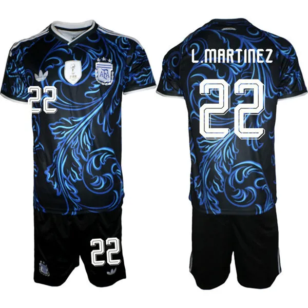 Mens Argentina National Team #22 Lautaro Martinez Black Away 2026 FIFA World Cup Soccer Jersey Suit