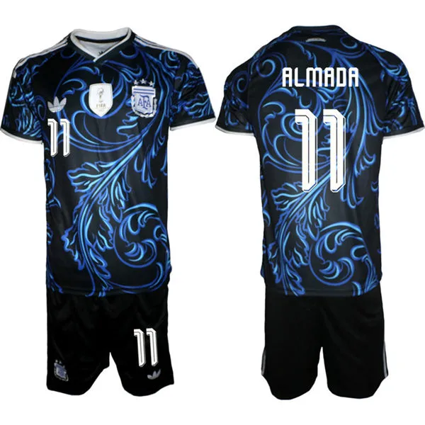 Mens Argentina National Team #11 Thiago Almada Black Away 2026 FIFA World Cup Soccer Jersey Suit