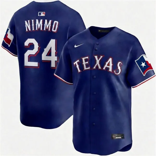 Mens Texas Rangers #24 Brandon Nimmo Nike Royal Alternate Limited Jersey