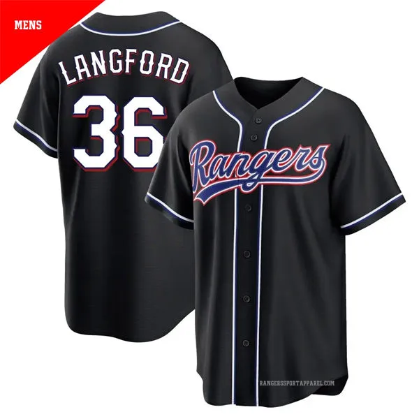 Mens Texas Rangers #36 Wyatt Langford Nike 2026 Built For The Night Black Jersey