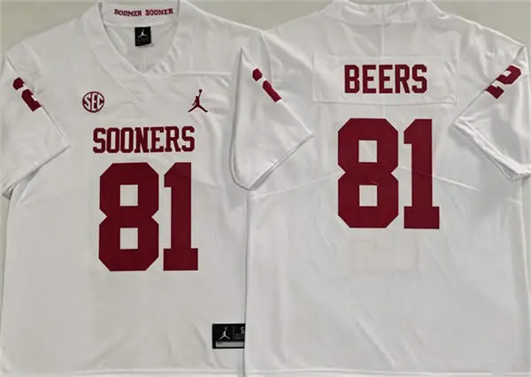 Oklahoma Sooners #81 Rocky Beers White SEC Football Game Jersey