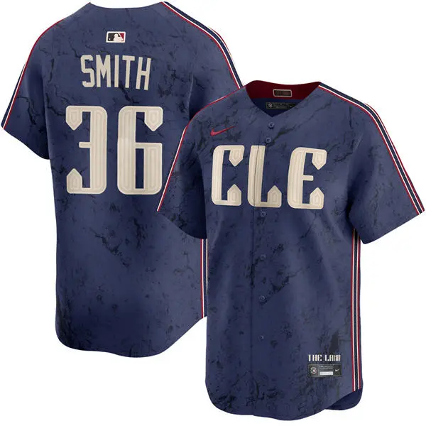 Mens Cleveland Guardians #36 Cade Smith Nike Navy City Connect Limited Jersey