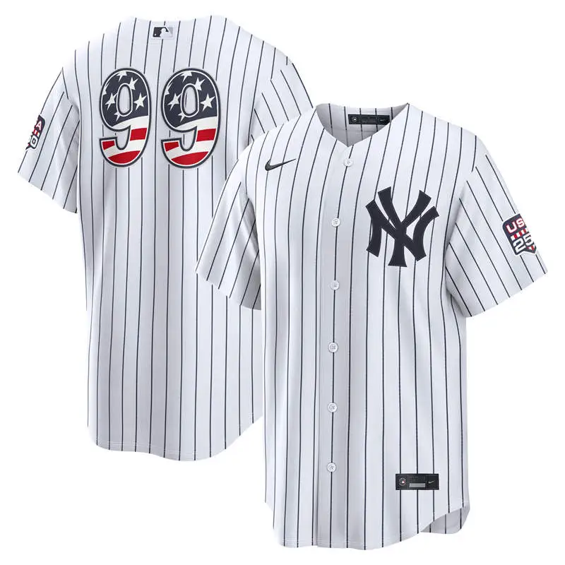 Men's New York Yankees #99 Aaron Judge Nike White USA 250 Fourth of July Home Stadium Jersey