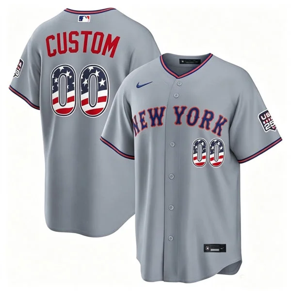 New York Mets Custom  Nike Gray USA 250 Fourth of July Road Stadium Jersey