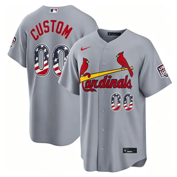 St. Louis Cardinals Custom Nike Gray USA 250 Fourth of July Road Stadium Jersey