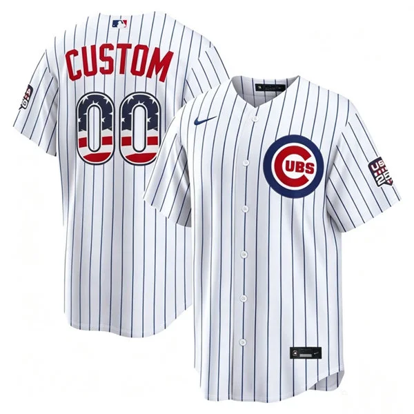 Chicago Cubs Custom Nike White USA 250 Fourth of July Home Stadium Jersey