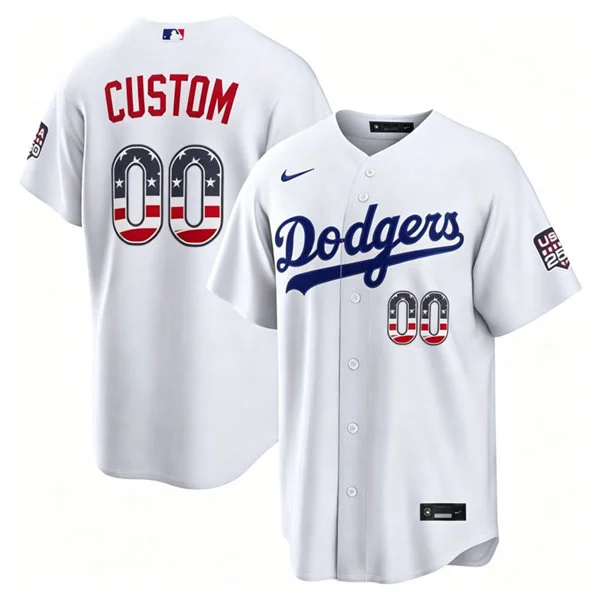Los Angeles Dodgers Custom  Nike White USA 250 Fourth of July Home Stadium Jersey