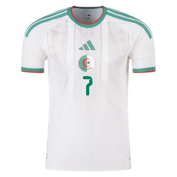 Mens Algeria National Team #7 Riyad Mahrez White Home 2026 FIFA World Cup Team Jersey