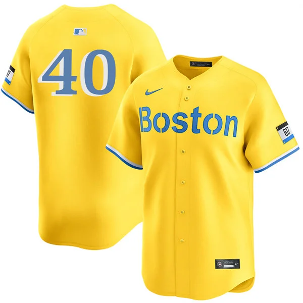 Men's Boston Red Sox #40 Willson Contreras Yellow City Connect Limted Jersey