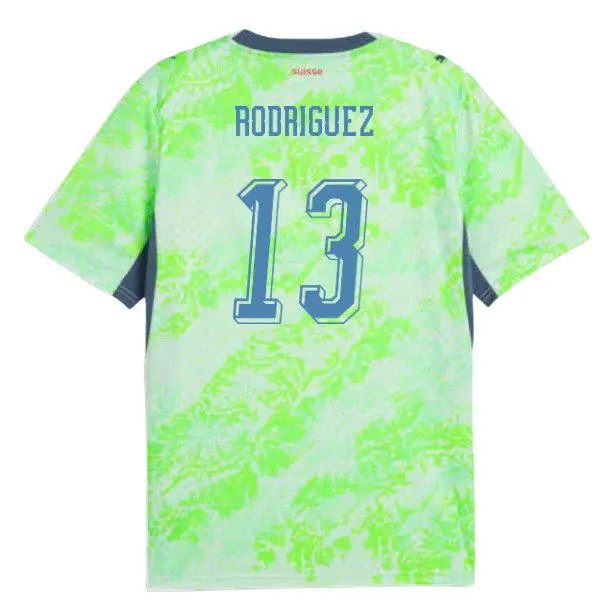 Mens Switzerland  National Team #13 Ricardo Rodriguez Green Away 2026 FIFA World Cup Soccer Jersey