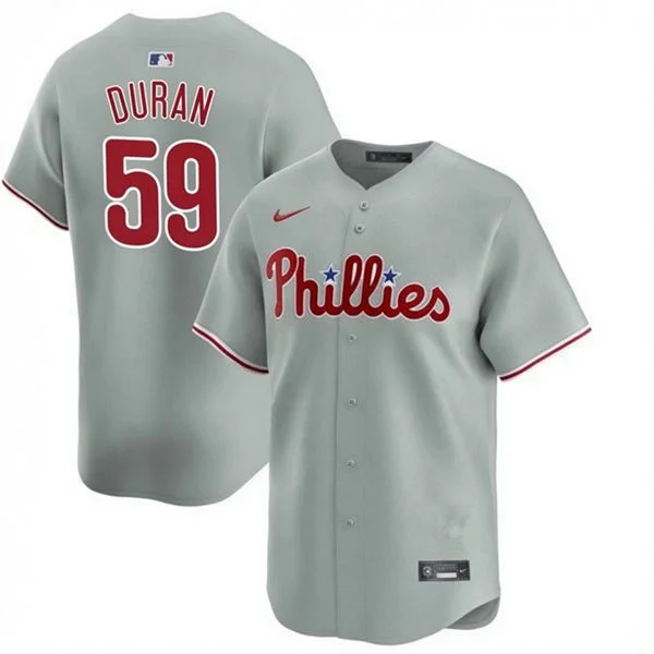 Mens Philadelphia Phillies #59 Jhoan Duran Nike Gray Road Vapor Limited Jersey