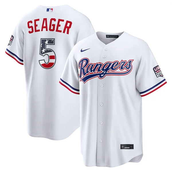 Mens Texas Rangers #5 Corey Seager Nike White USA 250 Fourth of July Home Stadium Jersey 