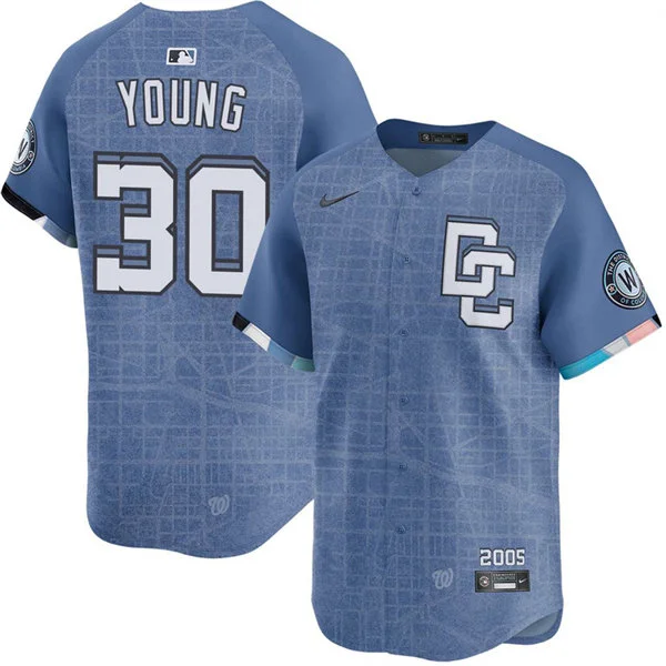 Men's Washington Nationals #30 Jacob Young Nike Blue 2025 City Connect 2.0 Limited Jersey