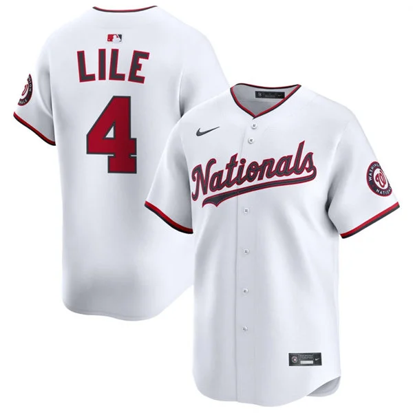 Men's Washington Nationals #4 Daylen Lile Nike White Home Limited Jersey