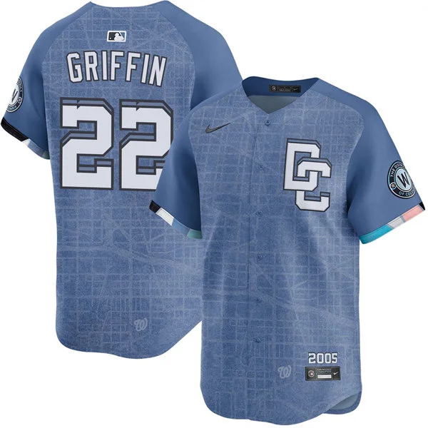 Men's Washington Nationals #22 Foster Griffin Nike Blue 2025 City Connect 2.0 Limited Jersey