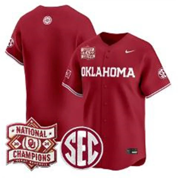 Oklahoma Sooners Blank Crimson 2026 NCAA Baseball Men's College World Series Champions Team Jersey