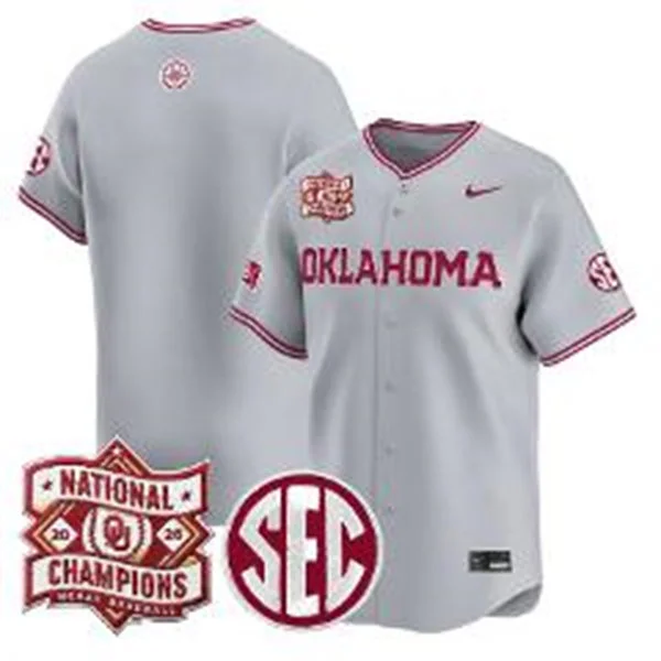Oklahoma Sooners Blank Gray 2026 NCAA Baseball Men's College World Series Champions Team Jersey