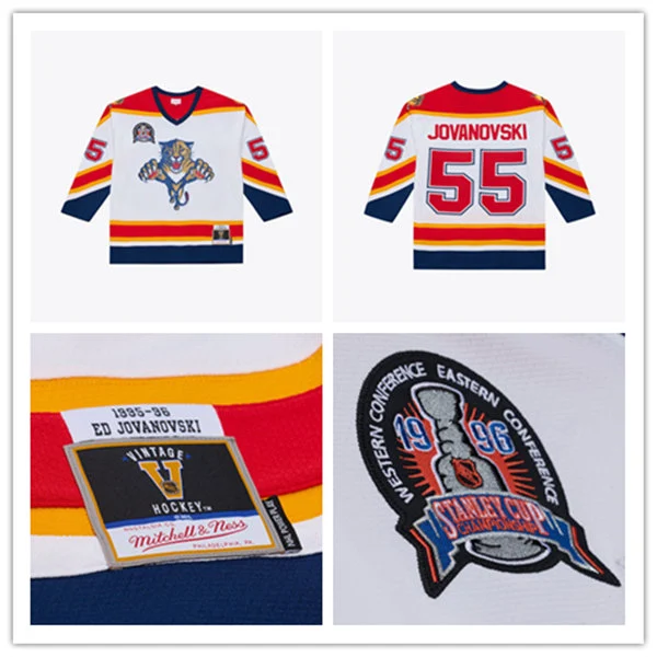 Men's Florida Panthers #55 Ed Jovanovski White Mitchell & Ness 1996 Stanley Cup Championship Jersey